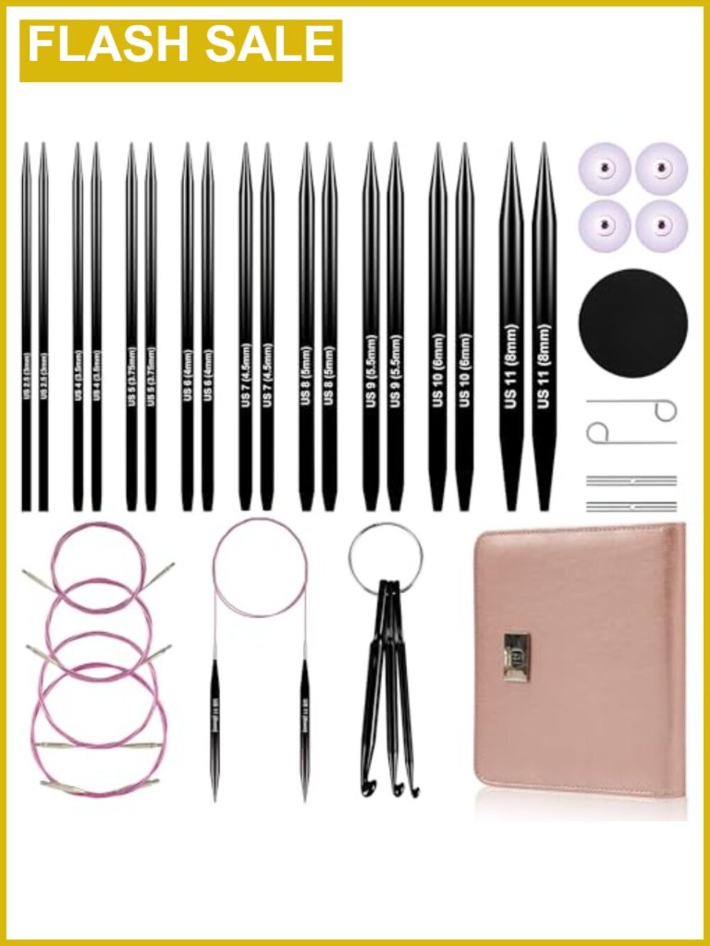 Interchangeable Circular Knitting Needles Set Aluminum 9 Pairs